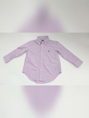 Ralph Lauren Boys' (Size 3/3T) Purple/Lavender & White Gingham Button-Down Shirt